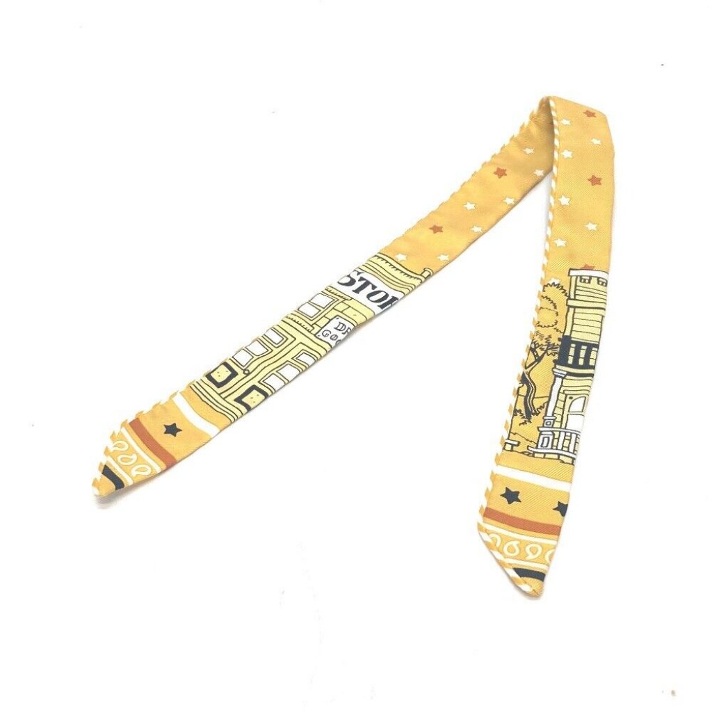 Hermes Twilly Doll Candy Herms Paris Station Scarf Silk Yellow